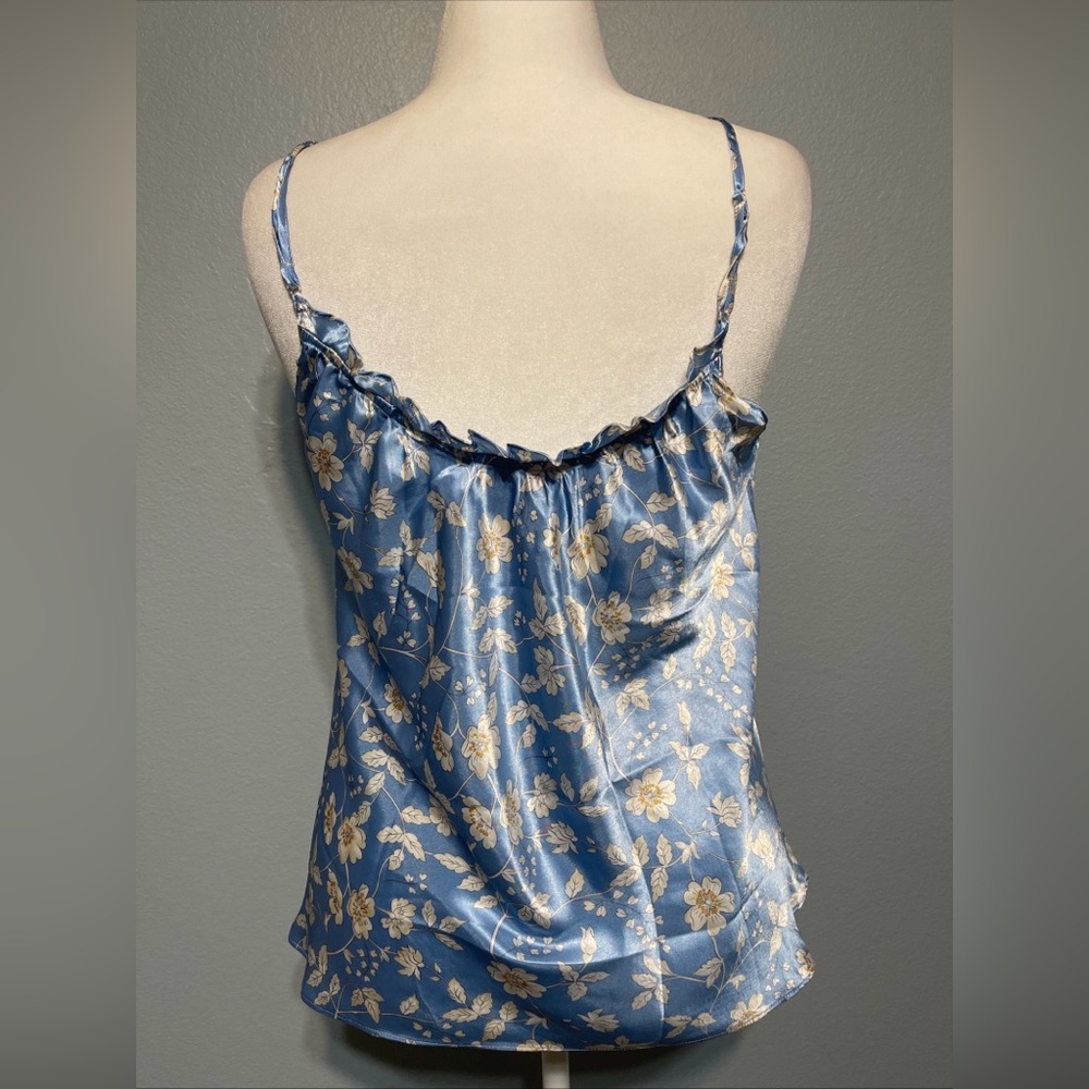 Blue Floral Camisole Top Sleeveless Spaghetti Strap Coquette Ethereal Medium - Picture 2 of 10